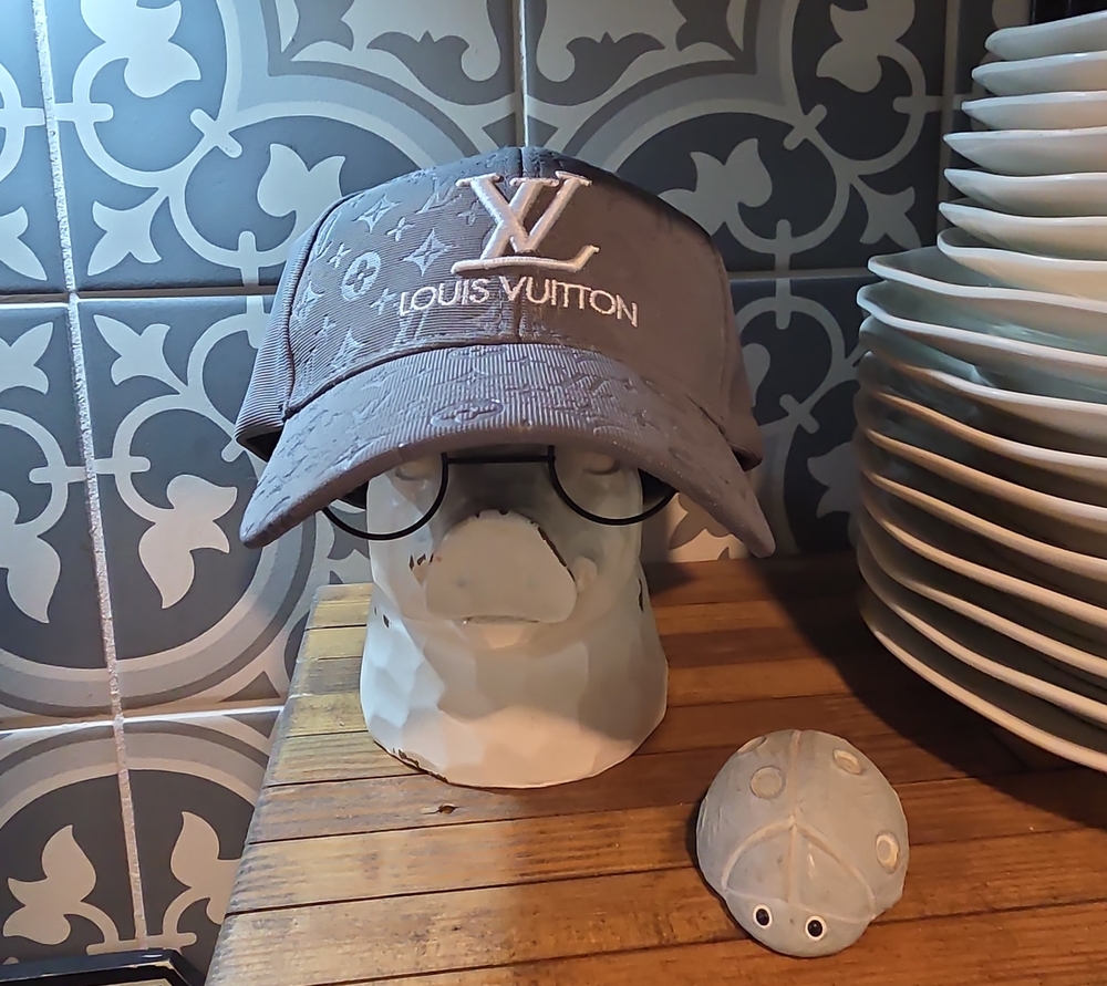 Louis Vuitton Women's Pretty Gray Monogram Baseball Cap with Embroidered LV